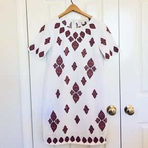 Michael Kors-White Embroidered Shift Dress